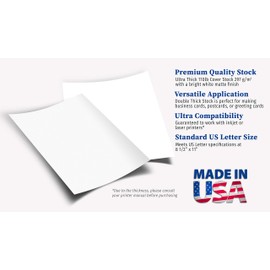 110lb Cover Ultra Heavyweight Double Thick Cardstock - Bright White - 8.5" x 11" - For Inkjet/Laser Printers (100 Sheets)