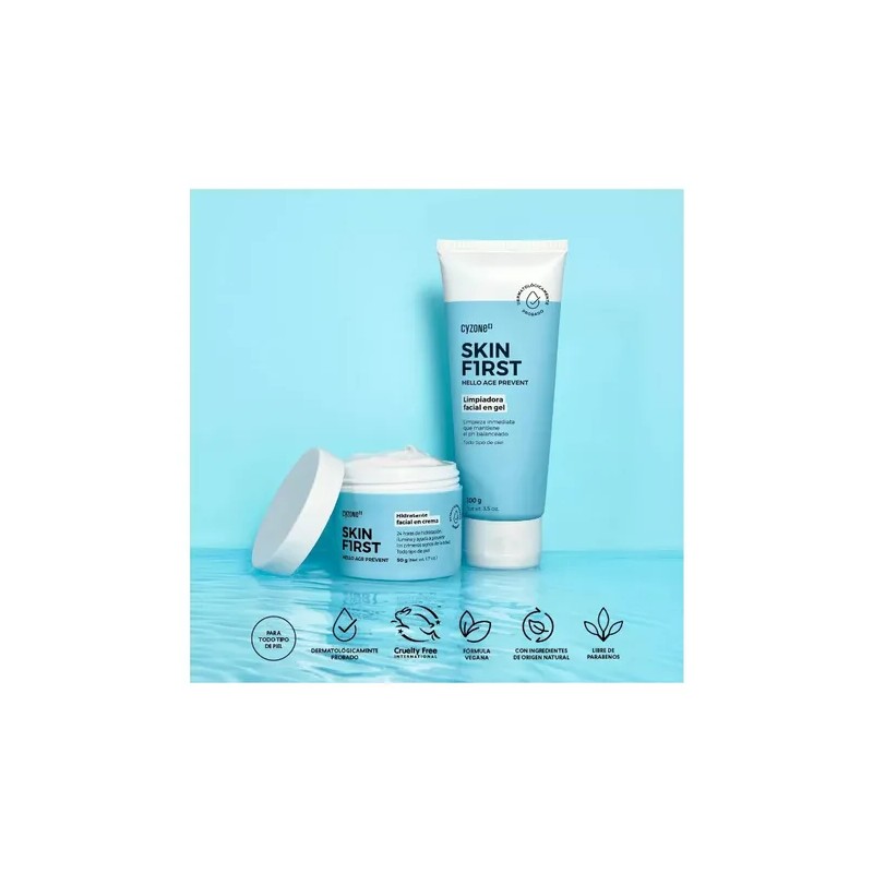 2 Limpiadora Facial Gel Skin First Cyzone Lbel