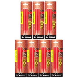 Pilot Gel Ink Refills for FriXion Erasable Gel Ink Pen, Fine Point, Red Ink, 7 Pack, 21 Refills Total