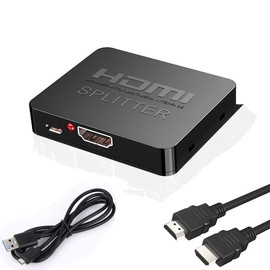 HDMI Splitter 1 in 2 Out, 4K for Dual Monitors, Amplifier for Full HD 1080P 3D With 1.8m Cable