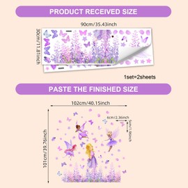 2 PCS Flower Fairy Girls Bedroom Wall Stickers, Butterfly Girls Wall Stickers, Removable and Waterproof, DIY Room Decor for Kids, for Bedroom Kids Nursery Home Decor