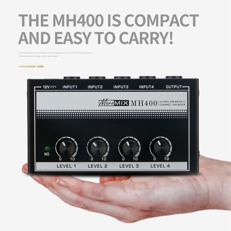 HSCLPM Headphone Amplifier with Audio Cable, HA400 4-Channel Metal Stereo