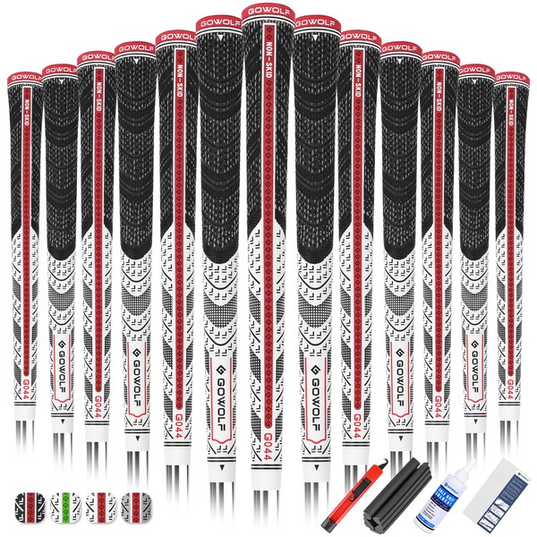 Gowolf Cross Corded Rubber Golf Grips 13 Pack, Back Rib