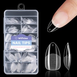 Wilfniee Medium Almond Nail Tips: 240PCS Soft Gel Clear Almond Pre-Shaped Nails Tips, 12 Sizes Full Cover Fake Press on Nails for Acrylic Nail Tip Home DIY Salon Nails