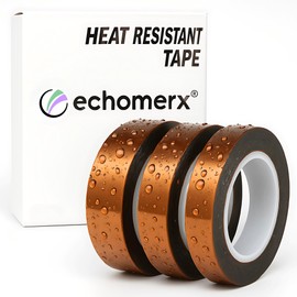 echomerx Heat Tape – 3-Pack 10mm x 33m Polyimide Heat Resistant Tape, 1” Core – No Residue, High Temp, for Sublimation, Cricut, 3D Printer, Heat Press, Electronics