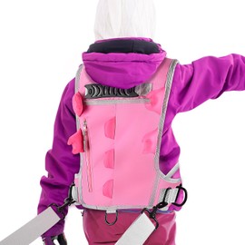 [Hikeen] Kids Ski Harness Ski Snowboard Harness for Kids Safety Beginner Dinosaur Shaped Adjustable Leash with Metal Buckle (Pink)