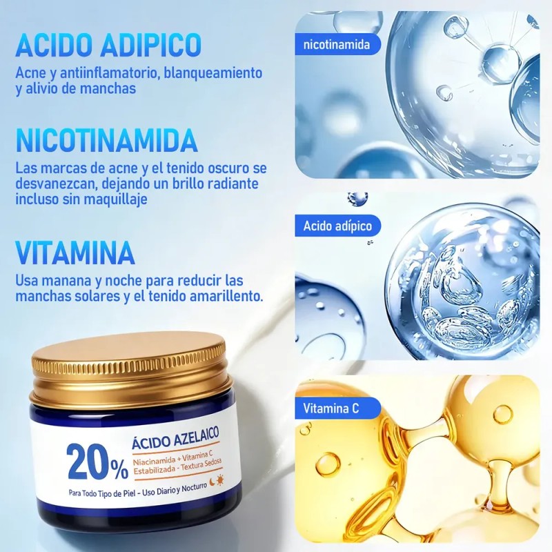 2pcs 20% Ácido Azelaico Crema Con Vitamina C Y Niacinamida