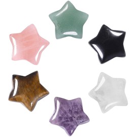 HAOBIN Set of 6 Stars Crystal Gemstone Set Star Crystals Stone Worry Stone Crystals Healing Stones Chakra Stones Tumbled Stones for Jewellery Making, Meditation
