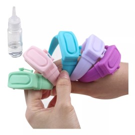 HRS Lote 6 Pulseras Brazalete Gel Antibacterial Y Botella Dosif