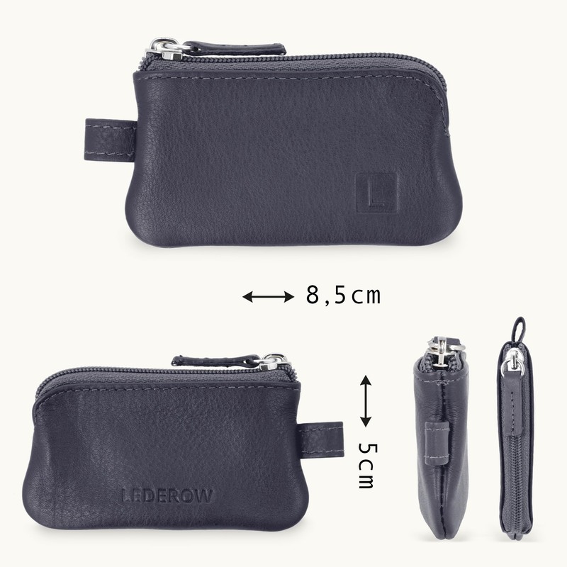 LEDEROW Leather Key Case Small with Zip for Men and