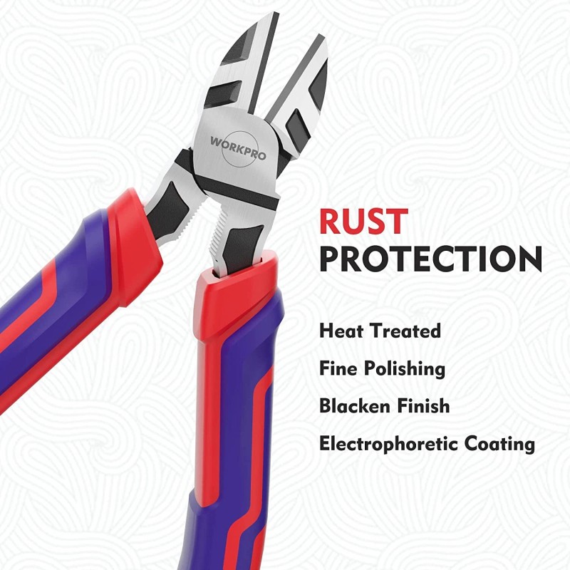 WORKPRO 6” Wire Cutters Heavy Duty CRV Steel Diagonal Pliers-Cutting