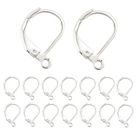 TOAOB 100 Pieces Stainless Steel Earrings with Lever Clasp French Earring Hooks Steel Colour 15 x 10 mm DIY Leverback Earrings Accessories for Jewellery Making
