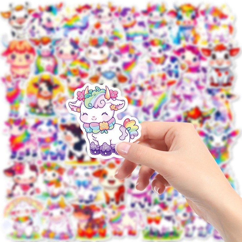 CVDYWDJIE 100 Cartoon Cow Stickers, Cute Graffiti Stickers, Funny Kids