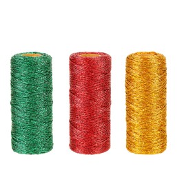Umsole 984 Feet Christmas Twine Packing Twines Bakers Twine Kraft Butchers Baking Gardening Twine Wrapping Arts Crafts Party Decorations(Gold Green Red)