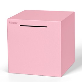 Hicocool Piggy Bank for Adults Must Break to Open, Unbreakable Stainless Steel Money Saving Box (Pink, 7.9 inch)