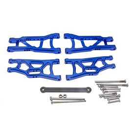 GTHELE Aluminum Front&Rear Suspension A-Arms&Tie Bar for 1/10 Traxxas Slash 2WD RC Car Upgrade Parts Hop Ups, Replacement of 2555 3631 2532, Dark Blue