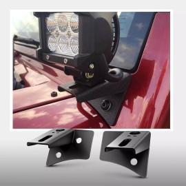 US AUTO LIGHT A-pillar Mount Brackets For LED Work Light Bar 4" Pod For Jeep Wrangler JK 07~17
