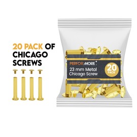 Performore 20 Pack of Chicago Screw Post Binding Screws, 23mm Brass Plated Metal Screw Posts for Scrapbooking, Photo Albums, Binding Leather Repair