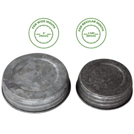 Galvanized Vintage Reproduction Lids for Mason, Ball, Canning Jars (4 Pack, Wide Mouth)