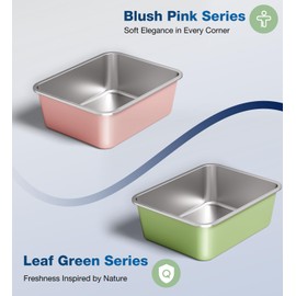 Qiuma Stainless Steel Litter Box, Large Metal Cat Litter Box with High Sided for Big and Small Cats, Non-Stick, Easy to Clean, Odor-Free, 23.4" L×15.6" W×5.9" H, Leaf Green