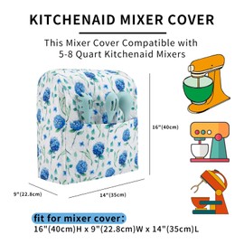 Stand Mixer Cover,Hydrangea Kitchen Mixer Cover Compatible With 5-8 Qt Kitchenaid Hamilton Mixers,Spring Summer Kitchen Decor,Kitchen Aid Mixer Covers,Pioneer Woman Kitchen Aid Mixer Assecories