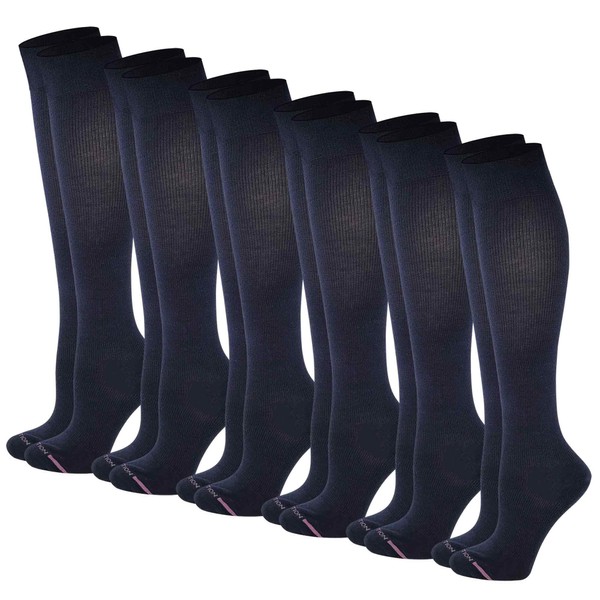 Women's Compression Socks Therapeutic Graduated (Pack of 6 Pairs) (Navy)