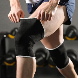 Sports Knee Support Sleeves, Pair Knee Support (Black) 3ea