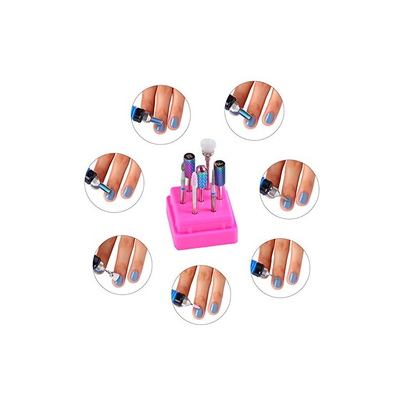 7 Pcs Nail Drill Bit Set Tungsten Carbide Diamond Nail