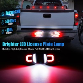 LUDARM LED License Plate Light Compatible with Silverado Sierra 1500 2500/HD 3500/HD1999-2014 1500HD 2001-2006 Suburban Tahoe Yukon/XL1500 2500 00-06 Avalanche/Escalade EXT02-13 Red U-shaped Tag Lamp