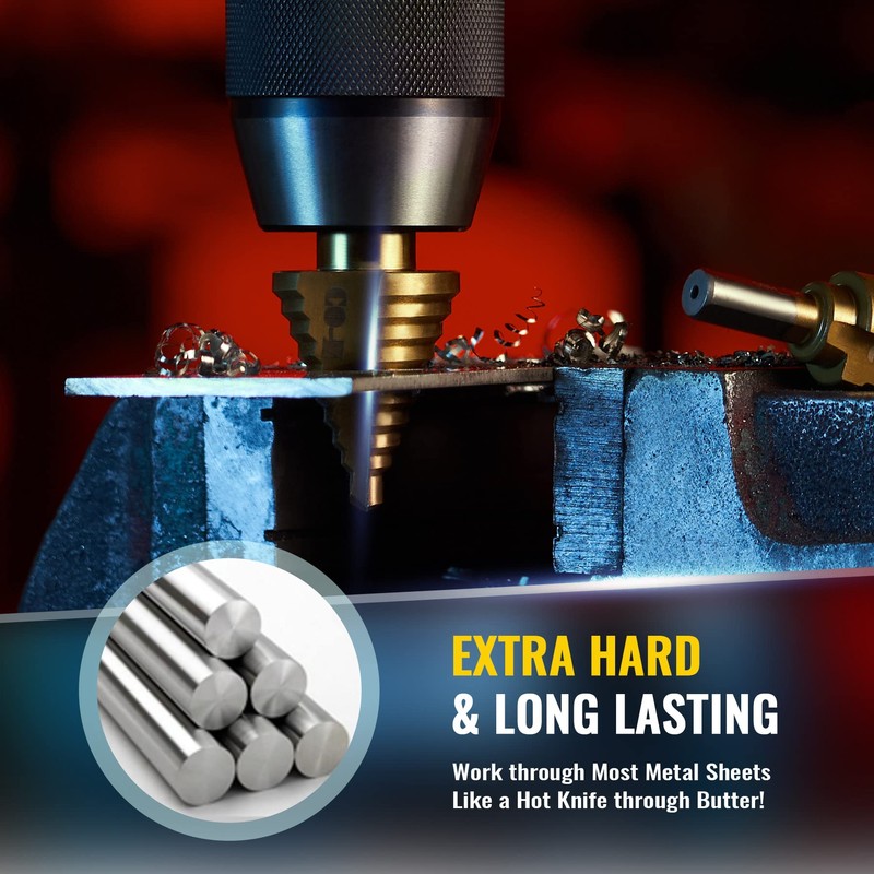 ZELCAN HSS 5PCS Titanium Step Drill Bit Set with Automatic