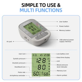 VOLUETH Upper Arm Blood Pressure Cuff, Blood Pressure Monitor for Kids & Adult, Small Cuff 7"-9"，Medium/Large Cuff 9"-17"，Perfect for Health Monitoring