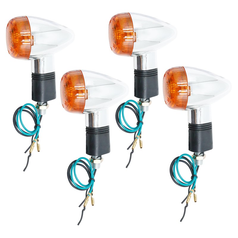 Vkinman 4 Pcs Motorcycle Amber Bullet Turn Signal, Replacement for