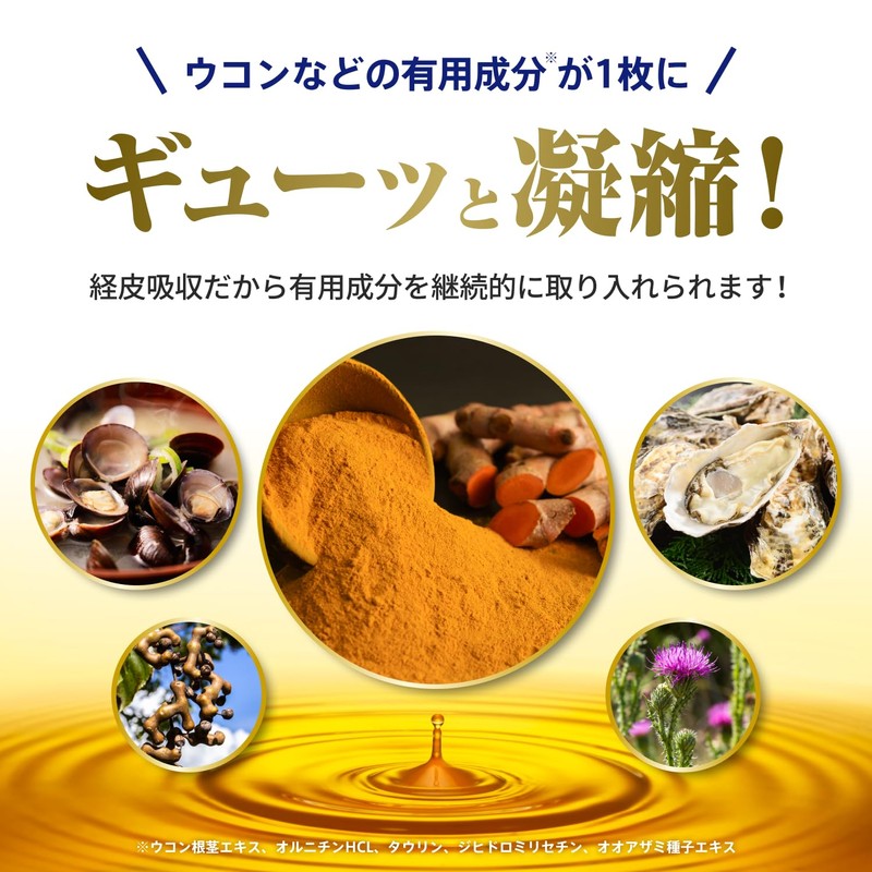 【貼るウコン】KIWAMI PATCH [ウコン オルニチン しじみ タウリン 国産] (3袋／30枚入)