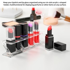 Marketing Holders Acrylic Lipstick and Lip Balm Retail or Home Display Clear 6 Slot with Square Holes