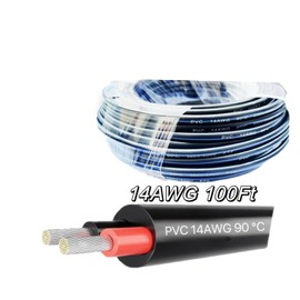100Ft 14 Gauge Wire 2 Conductor Electrical Wire 12V Low Voltage/Tinned Copper/Flexible/14/2 Wire for LED Strips Lamps Lighting Automotive (2C-14AWG, 100FT)