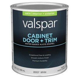 Valspar 81007 White Base Cabinet, Door & Trim Interior and Exterior Oil Enriched Enamel, Satin, 1 Quart