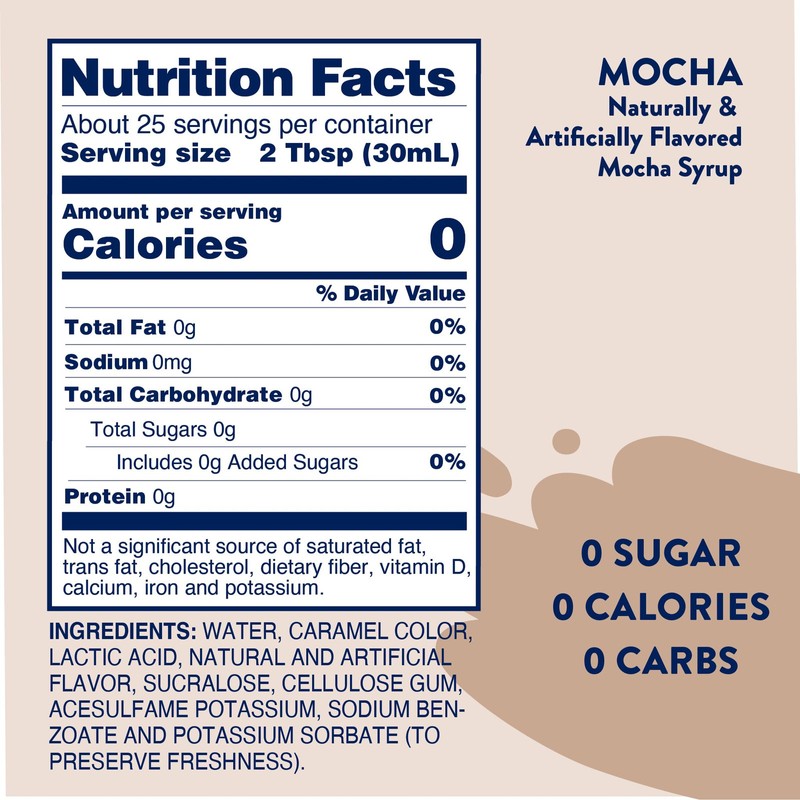 Jordan's Sugar Free Mocha Coffee Syrup 25.4 Fl Oz Zero