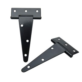 TamBee T-Strap Shed Hinge Gate Strap Heavy Duty Hinge Door Barn Gates Hinges Black Wrought Hardware Iron Rustproof (2, 4inch)