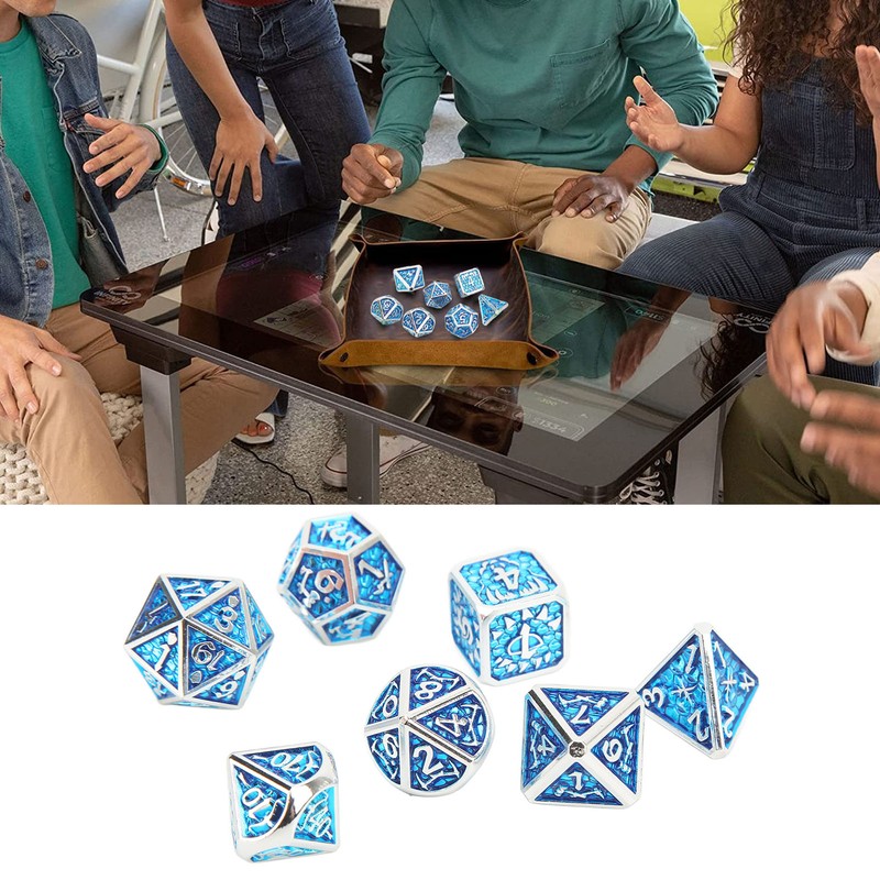 7pcs Polyhedral Dice Set Portable Exquisite Funny Metal Dice Table
