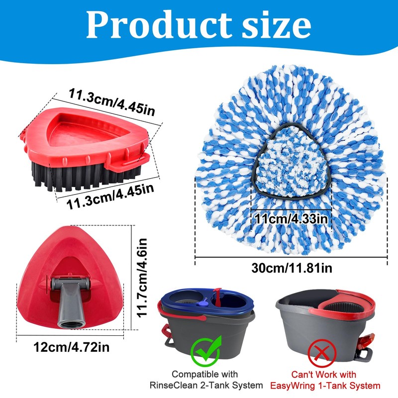 Mop Heads Replacements for O-Cedar RinseClean 2-Tank Spin Mop, Mop