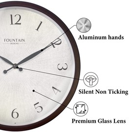 FOUNTAIN DESIGNS 12" Modern Farmhouse Clock, No Ticking Silent Clock, Modern and Vintage, Oil Rubbed Bronze Finish. (Wall Decoration Timepiece)