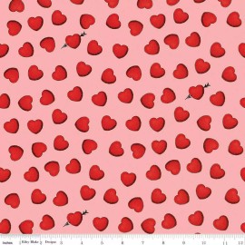 Riley Blake VALENTINES TOSSED HEARTS ON PINK ALL MY HEART BY FRISCH RILEY BLAKE FABRIC HY
