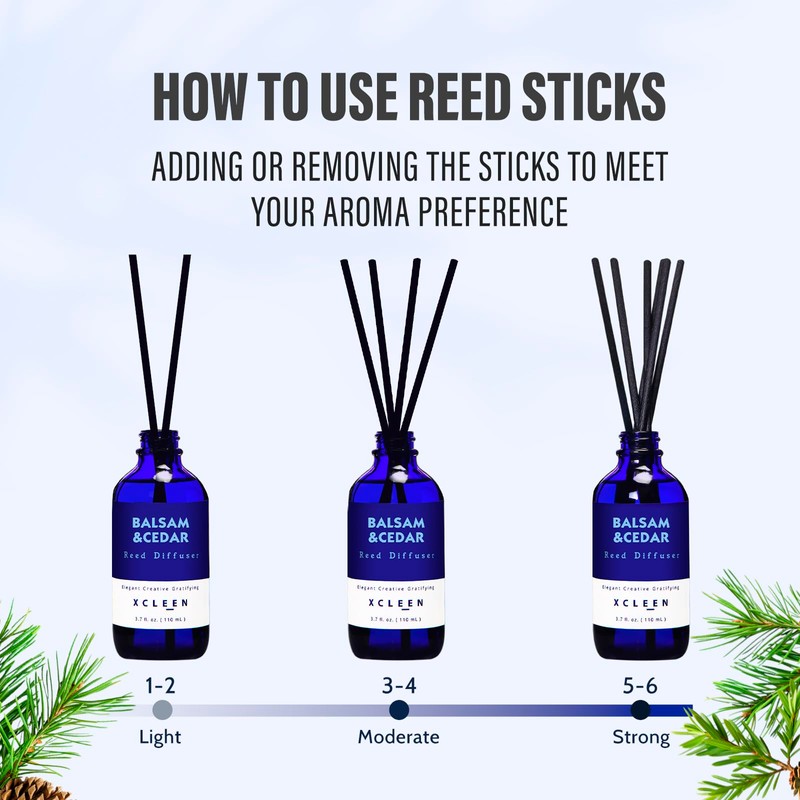 Xcleen Reed Diffusers for Home, Balsam & Cedar Diffuser with