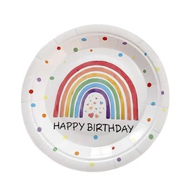 20 x Happy Birthday Plate Set Disposable Paper Party Fun Decoration Tablewear Dinner Lunch for 10 Guests Supplies