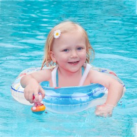 TAIANJI Baby Swimming Float, Inflatable Float Baby Ring Pool Float, Baby Swimming Ring with Inflatable Baby Seat and Bells for Babies 0-6 Months, Baby Float 6-12 Months Children Summer Bath Float