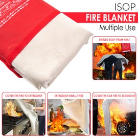 ISOP Fire Blanket Large 70 * 78 Inches – Fibreglass Fire Retardant Blanket – A-Grade Survival Blankets – Fire Suppressant Blankets – First Aid – Rescue Tool for Home - Emergency Wrap - Thermal Sheet