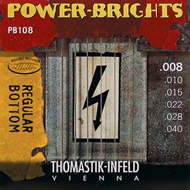 Thomastik Strings for Electric Guitar Power Brights Series Regular Bottom Set PB108 Extra Light .008-.040w