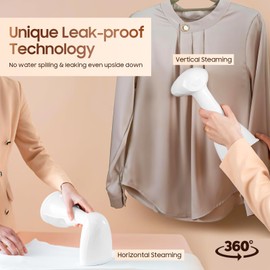 Portable Handheld Steamer for Clothes - Hand Held Clothes Steamer 15S Fast Heat-up, 1500W Heat-Resistant Steam Iron Remove Wrinkles for All Fabrics, 300ml Tank for Travel/Hotel