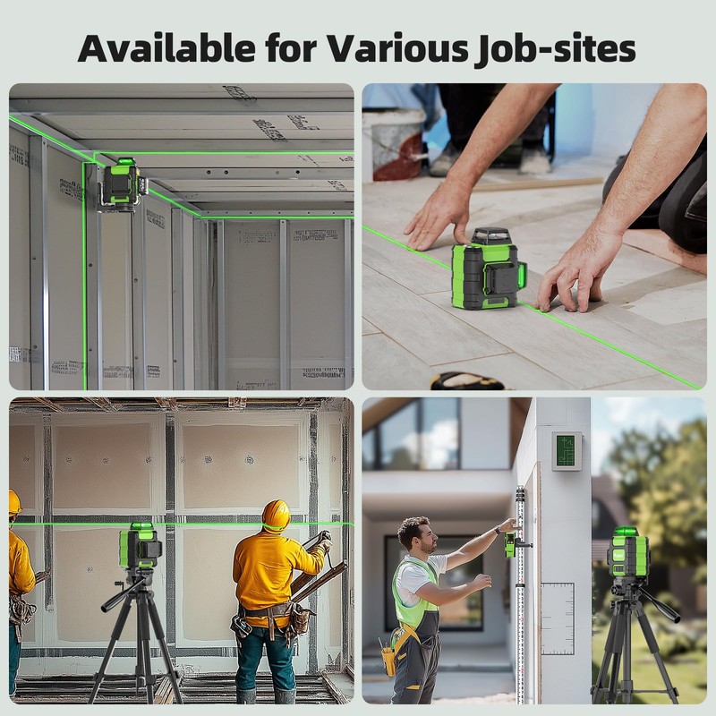 Huepar Laser Level 360 Self Leveling, Rechargeable Green Laser 3x360°