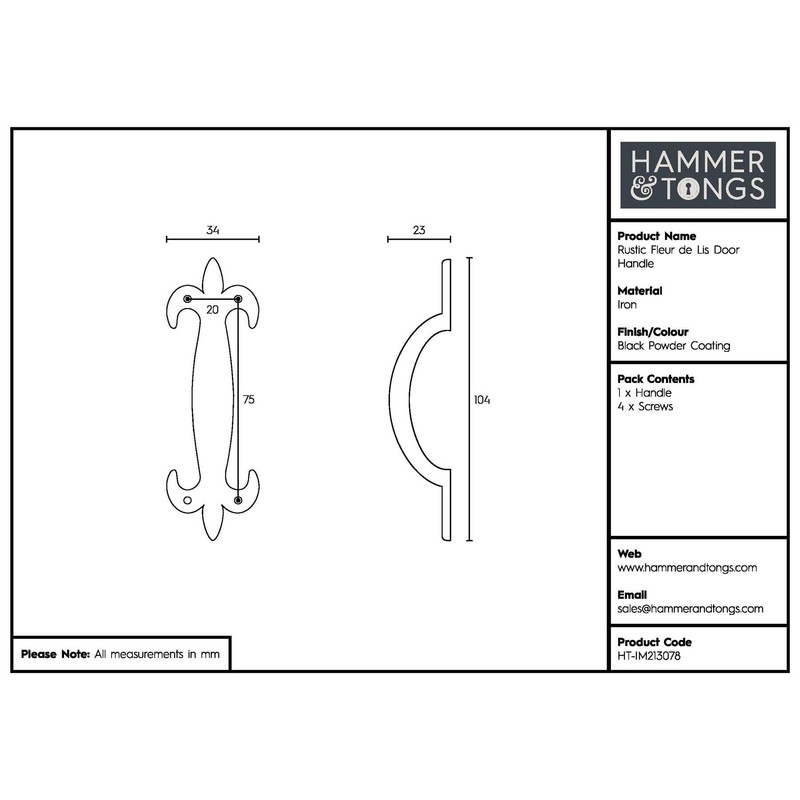 Hammer and Tongs Rustic Fleur De Lis Door Handles -